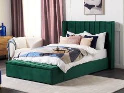 Letto con panca contenitore Velluto NOYERS 140 x 200 cm Verde smeraldo