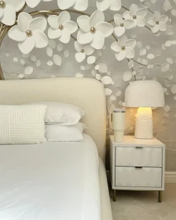 Letto contenitore Bouclé BLAGNAC 180 x 200 cm Bianco sporco