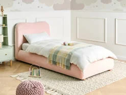 Letto contenitore Bouclé BLAGNAC 90 x 200 cm Rosa