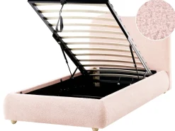 Letto contenitore Bouclé BLAGNAC 90 x 200 cm Rosa
