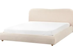 Letto contenitore Bouclé BLAGNAC 180 x 200 cm Beige chiaro