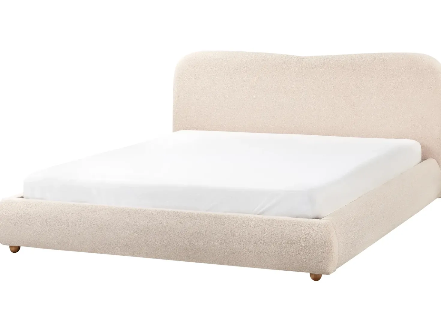 Letto contenitore Bouclé BLAGNAC 180 x 200 cm Beige chiaro