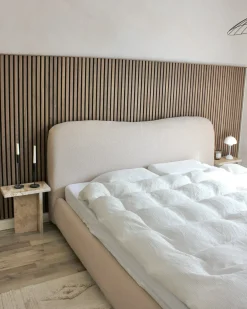 Letto contenitore Bouclé BLAGNAC 180 x 200 cm Beige chiaro