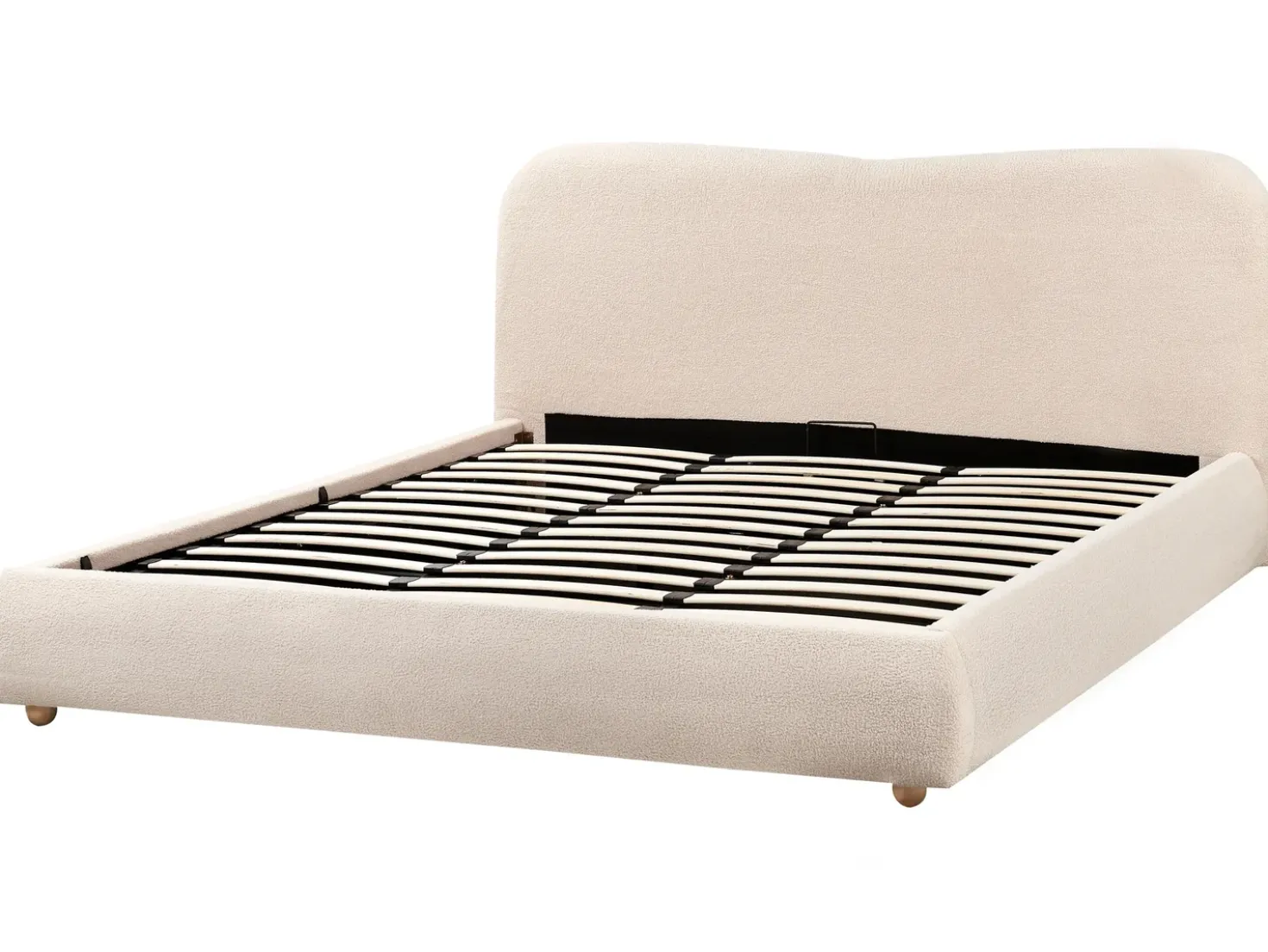 Letto contenitore Bouclé BLAGNAC 180 x 200 cm Beige chiaro