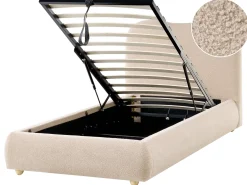 Letto contenitore Bouclé BLAGNAC 90 x 200 cm Beige