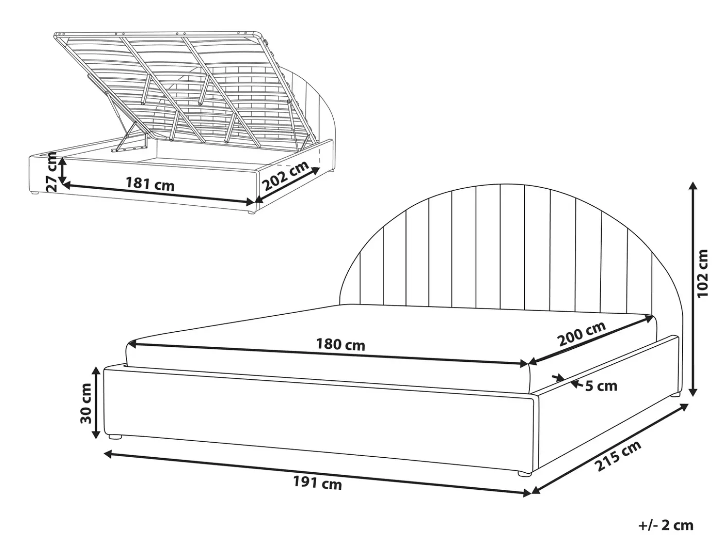 Letto contenitore Bouclé CHADENET 180 x 200 cm Rosa pesca