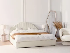 Letto contenitore Bouclé CHADENET 180 x 200 cm Bianco sporco