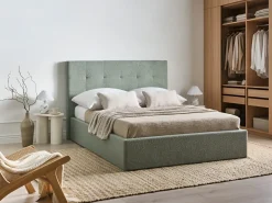 Letto contenitore Bouclé LORIENT 140 x 200 cm Verde