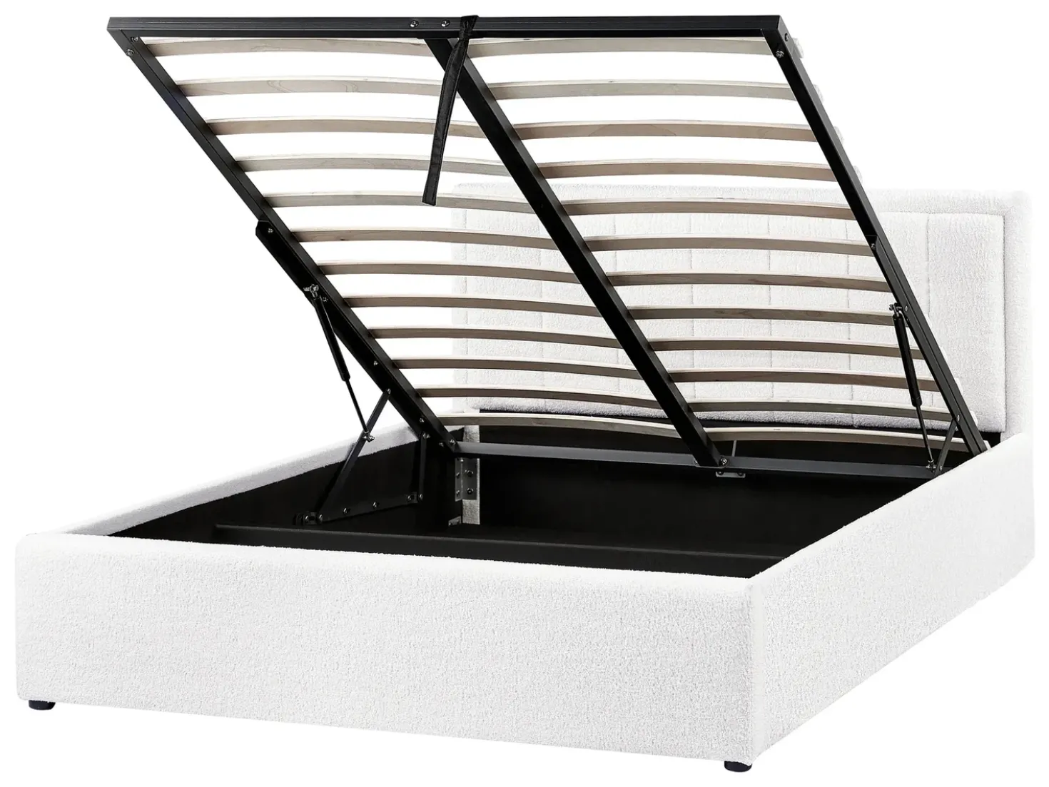 Letto contenitore Bouclé MONTLAUR 140 x 200 cm Bianco