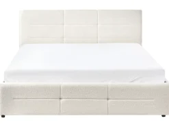 Letto contenitore Bouclé MASSOGNES 160 x 200 cm Bianco sporco