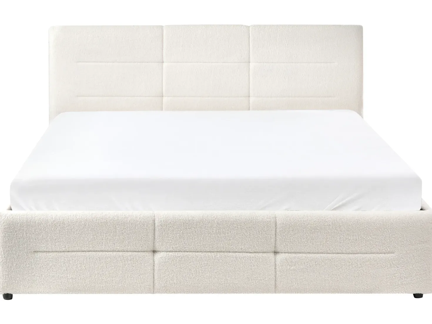 Letto contenitore Bouclé MASSOGNES 160 x 200 cm Bianco sporco