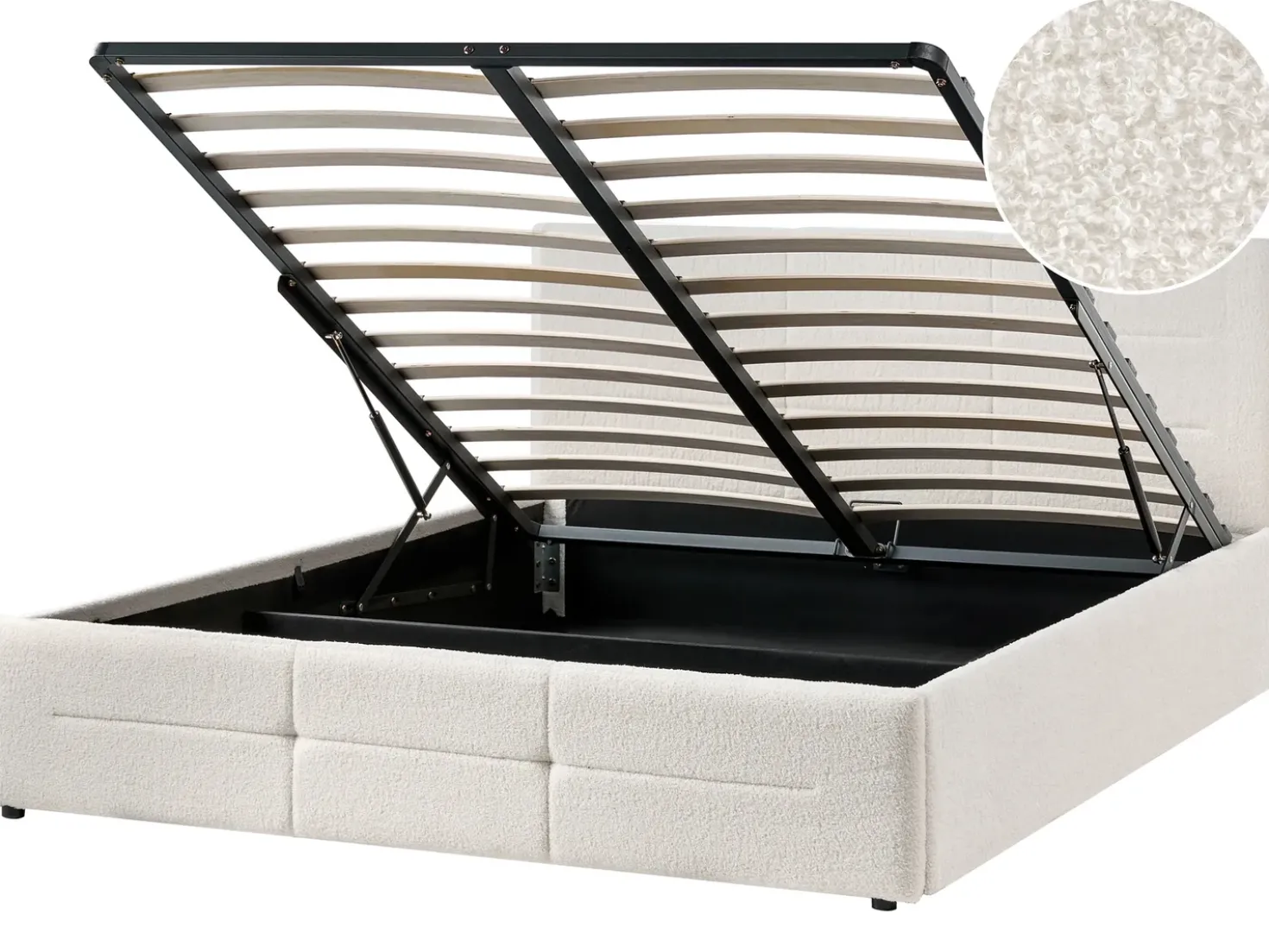 Letto contenitore Bouclé MASSOGNES 160 x 200 cm Bianco sporco