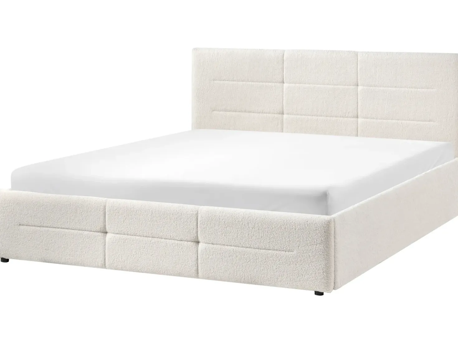 Letto contenitore Bouclé MASSOGNES 160 x 200 cm Bianco sporco