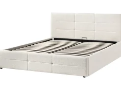 Letto contenitore Bouclé MASSOGNES 160 x 200 cm Bianco sporco