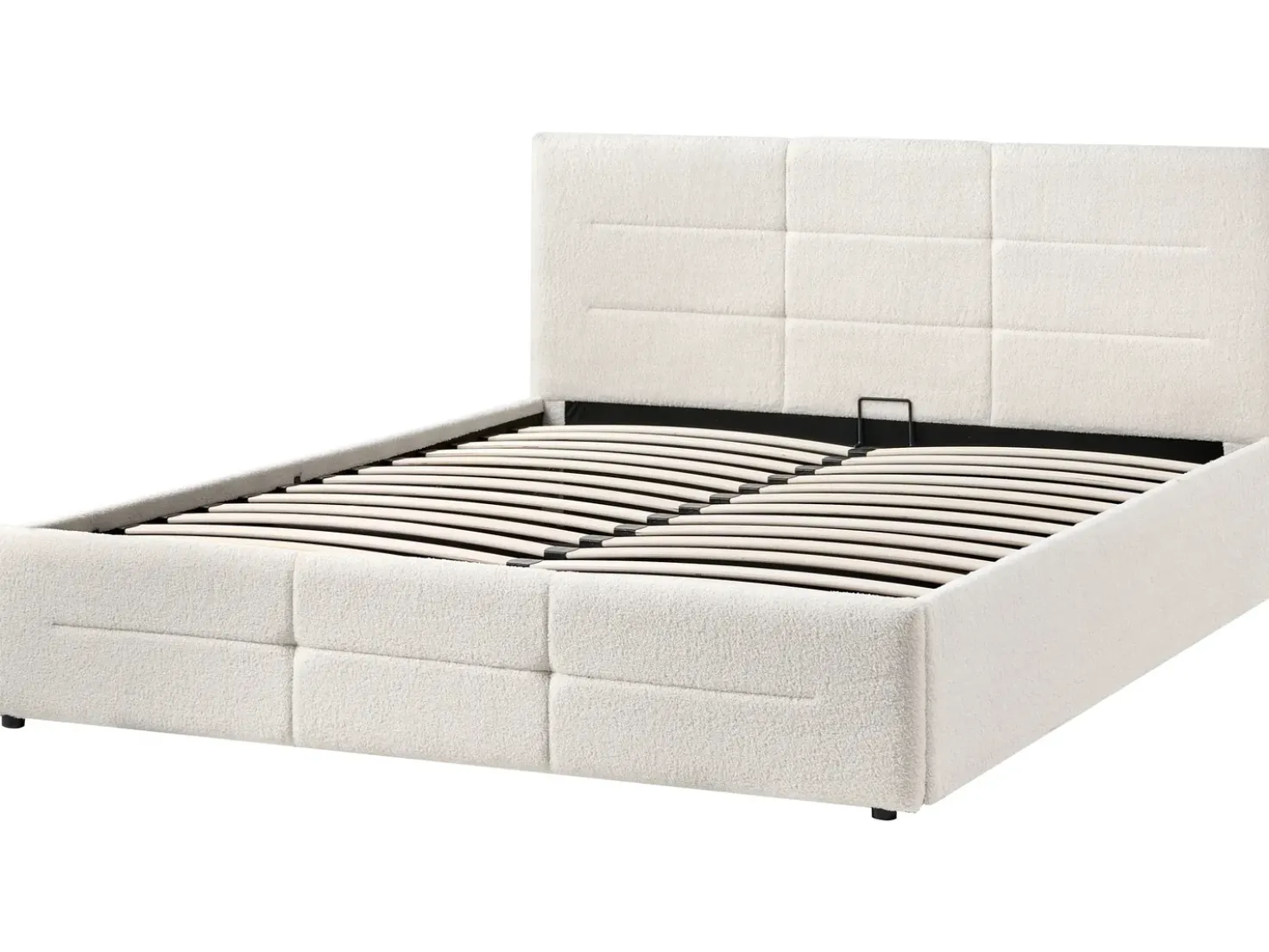Letto contenitore Bouclé MASSOGNES 160 x 200 cm Bianco sporco