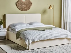 Letto contenitore Bouclé MOISSAC 160 x 200 cm Bianco sporco