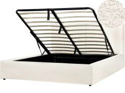 Letto contenitore Bouclé MOISSAC 160 x 200 cm Bianco sporco