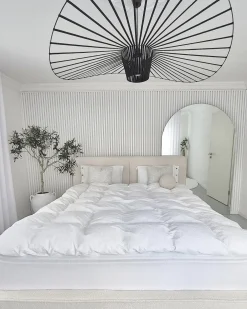 Letto contenitore Bouclé MOISSAC 160 x 200 cm Bianco sporco