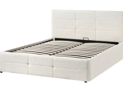 Letto contenitore Bouclé MASSOGNES 140 x 200 cm Bianco sporco