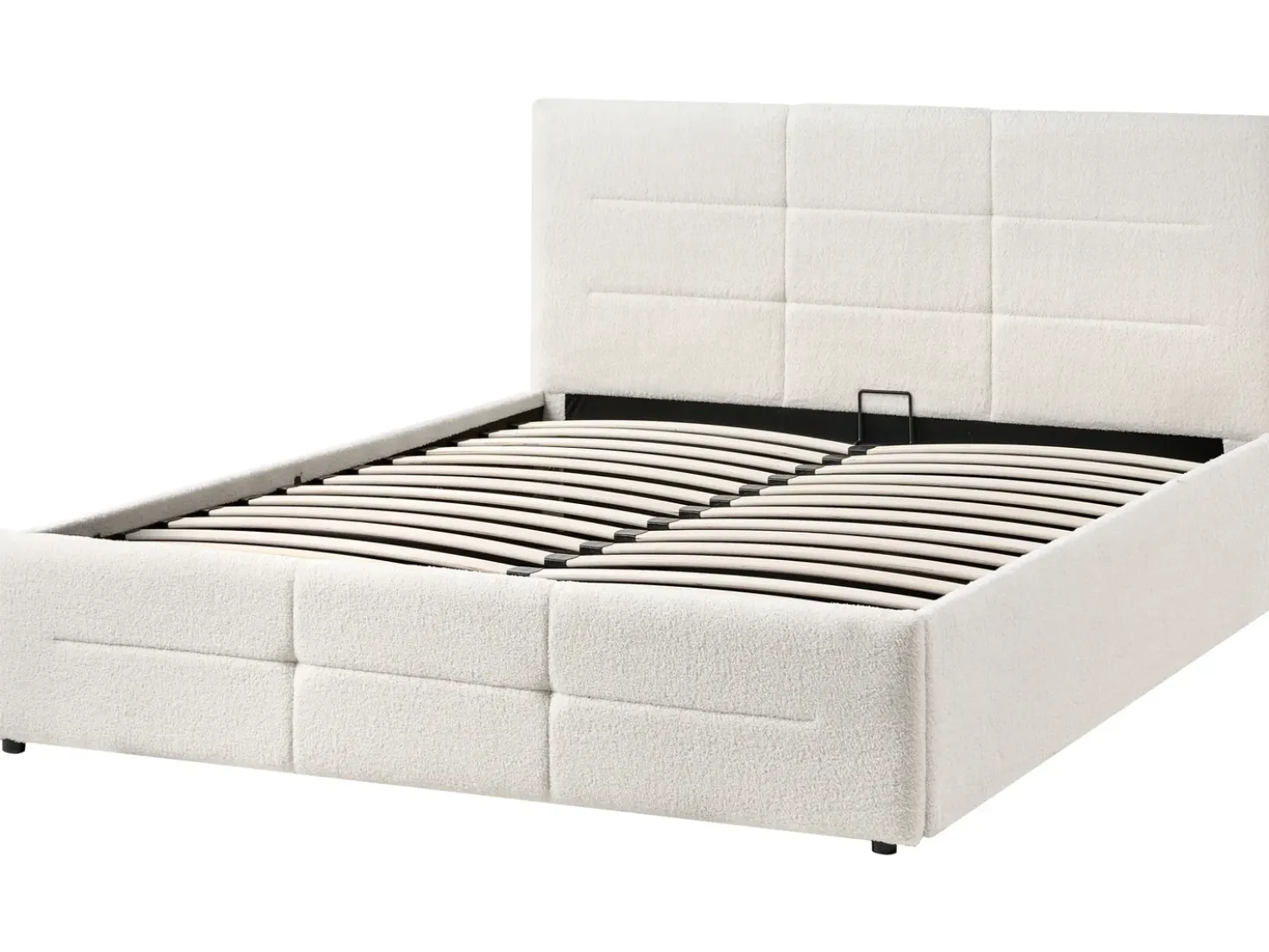 Letto contenitore Bouclé MASSOGNES 140 x 200 cm Bianco sporco