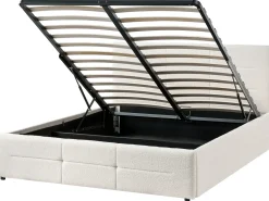 Letto contenitore Bouclé MASSOGNES 140 x 200 cm Bianco sporco