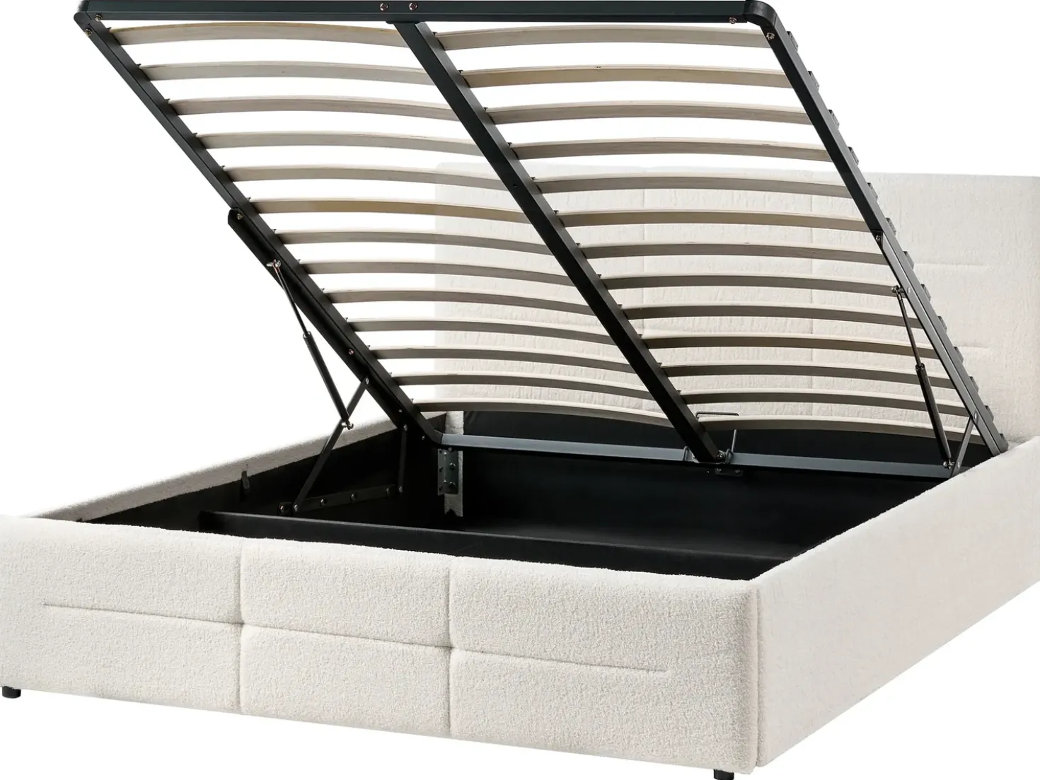 Letto contenitore Bouclé MASSOGNES 140 x 200 cm Bianco sporco