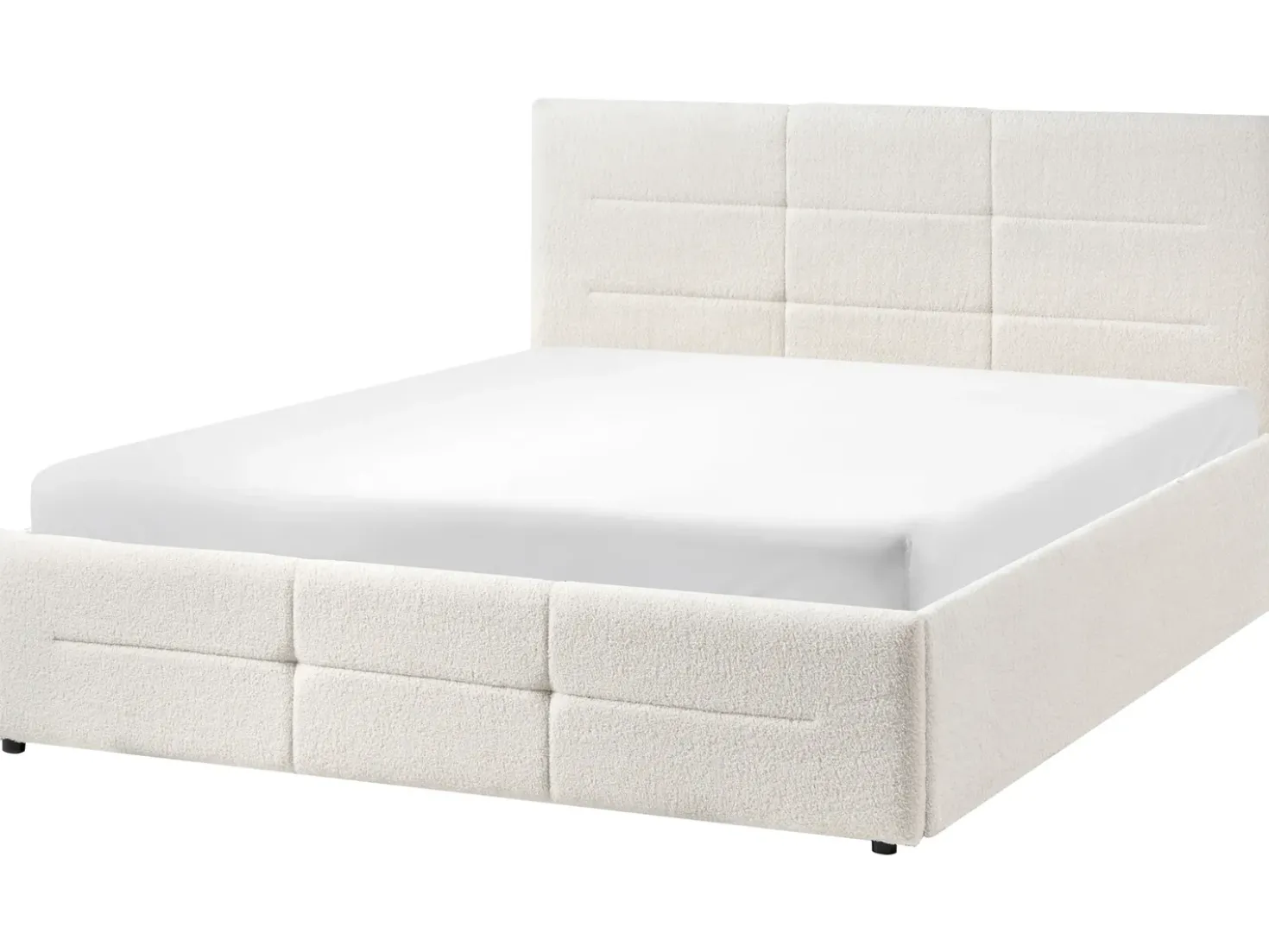 Letto contenitore Bouclé MASSOGNES 140 x 200 cm Bianco sporco