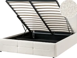 Letto contenitore Bouclé MASSOGNES 140 x 200 cm Bianco sporco
