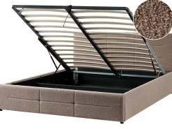 Letto contenitore Bouclé MASSOGNES 160 x 200 cm Tortora