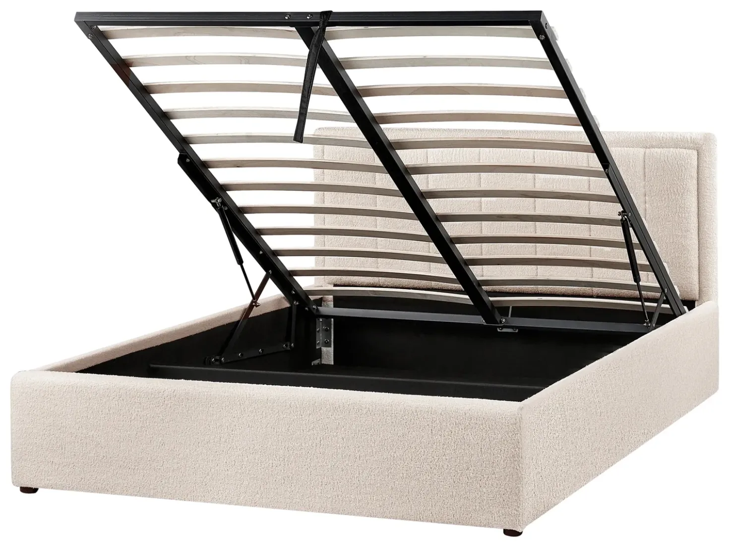 Letto contenitore Bouclé MONTLAUR 140 x 200 cm Beige