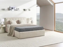 Letto contenitore Bouclé MONTLAUR 140 x 200 cm Beige