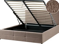 Letto contenitore Bouclé MASSOGNES 140 x 200 cm Tortora