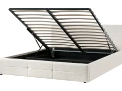 Letto contenitore Bouclé MASSOGNES 180 x 200 cm Bianco sporco