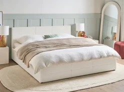 Letto contenitore Bouclé MASSOGNES 180 x 200 cm Bianco sporco