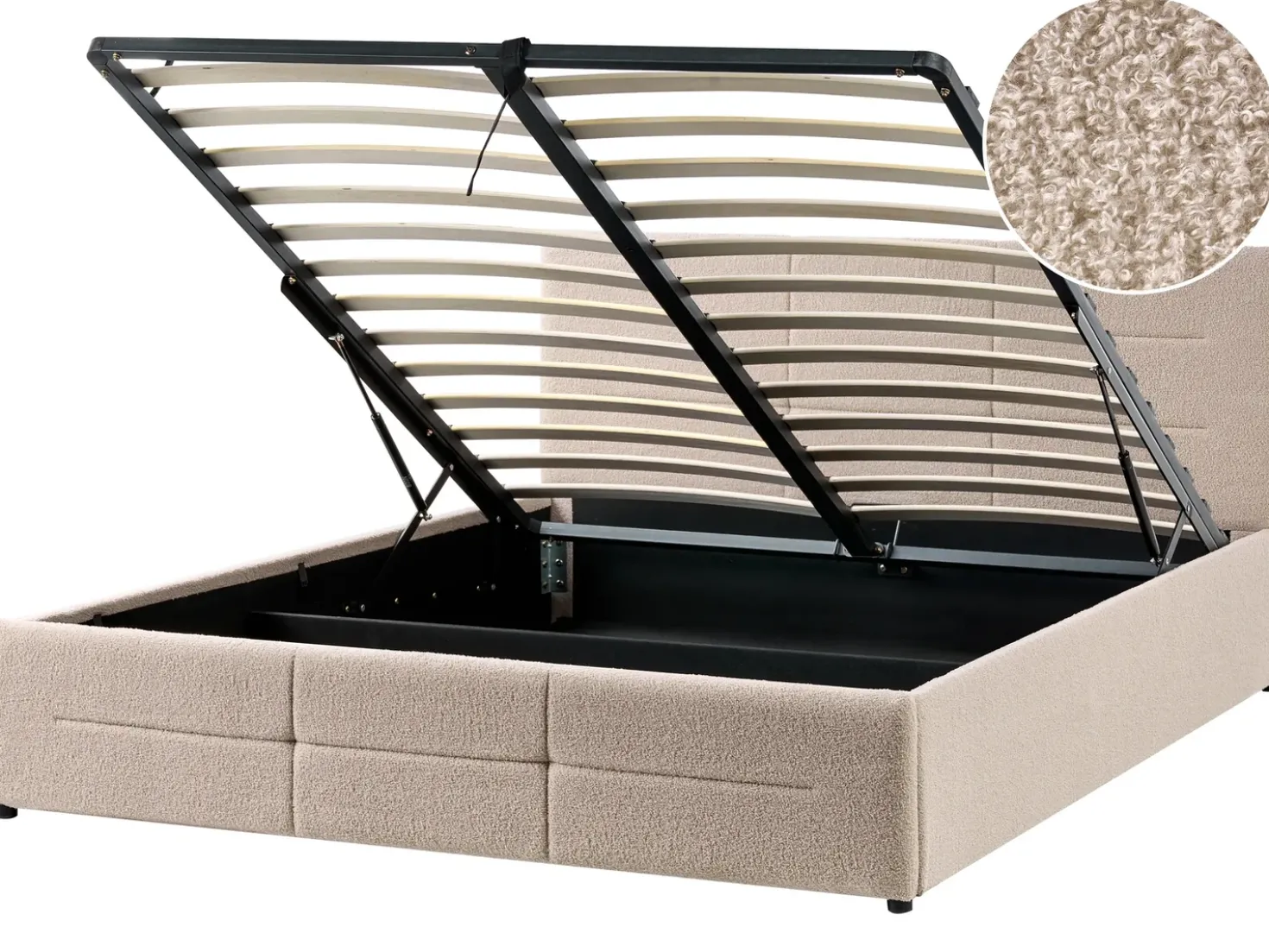 Letto contenitore Bouclé MASSOGNES 160 x 200 cm Beige