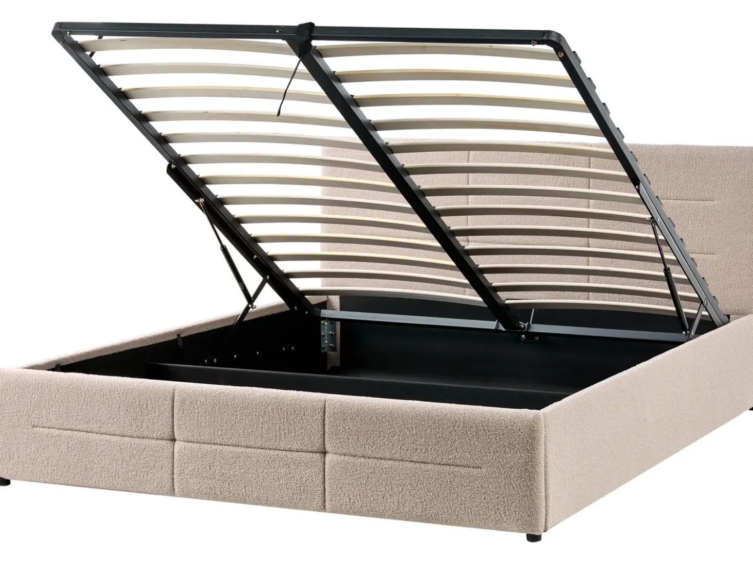 Letto contenitore Bouclé MASSOGNES 160 x 200 cm Beige