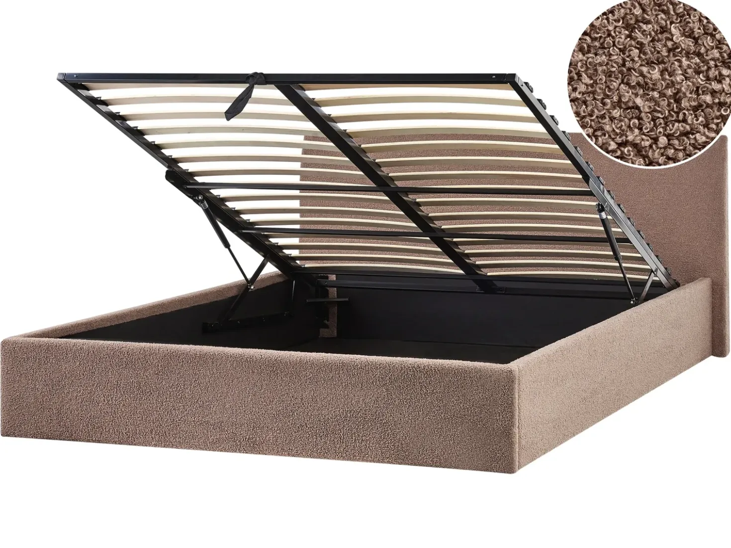 Letto contenitore Bouclé ORBEY 180 x 200 cm Marrone