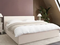 Letto contenitore Bouclé ORBEY 180 x 200 cm Bianco sporco