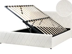 Letto contenitore Bouclé ROCHEFORT 180 x 200 cm Bianco sporco