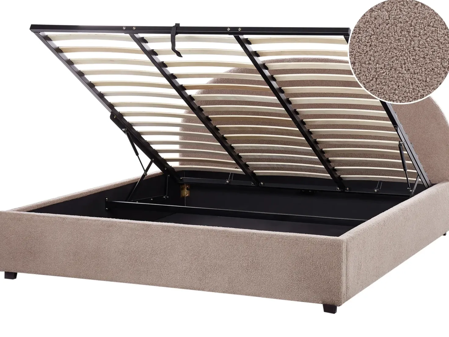 Letto contenitore Bouclé VAUCLUSE 180 x 200 cm Tortora