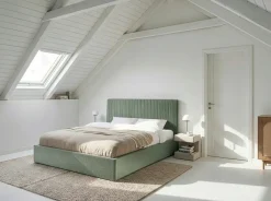 Letto contenitore Bouclé VION 180 x 200 cm Verde