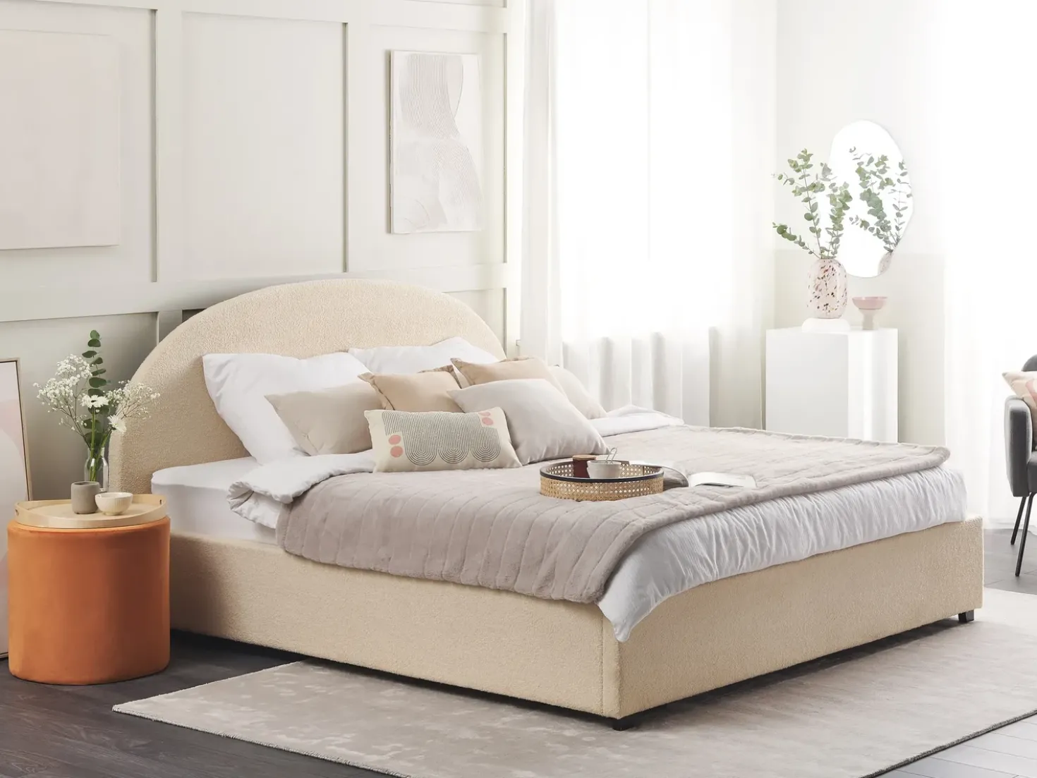 Letto contenitore Bouclé VAUCLUSE 180 x 200 cm Beige