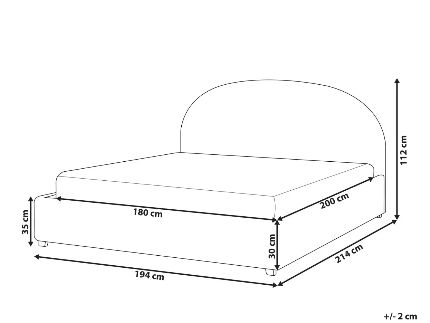Letto contenitore Bouclé VAUCLUSE 180 x 200 cm Beige