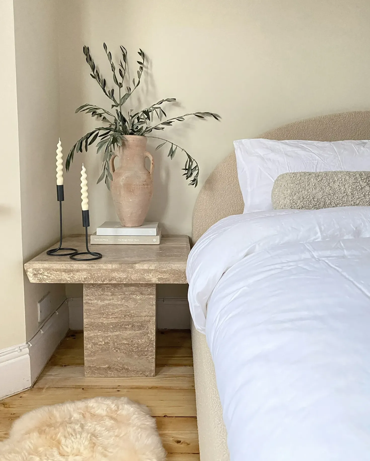 Letto contenitore Bouclé VAUCLUSE 180 x 200 cm Beige