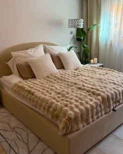 Letto contenitore Bouclé VAUCLUSE 180 x 200 cm Beige