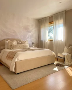 Letto contenitore Bouclé VAUCLUSE 180 x 200 cm Beige