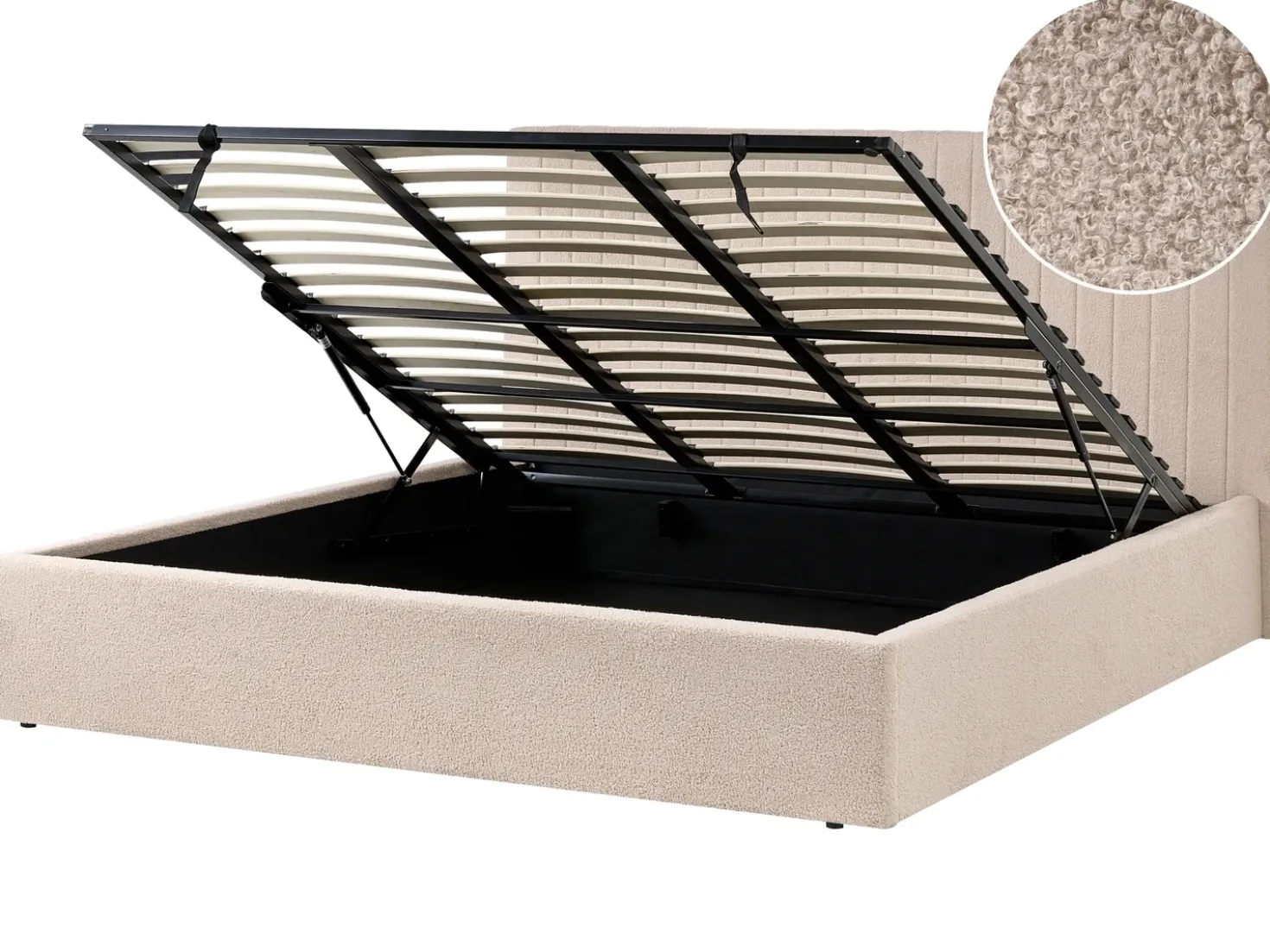 Letto contenitore Bouclé VION 180 x 200 cm Beige