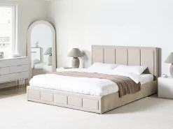 Letto contenitore Ciniglia QUIBERON 180 x 200 cm Tortora