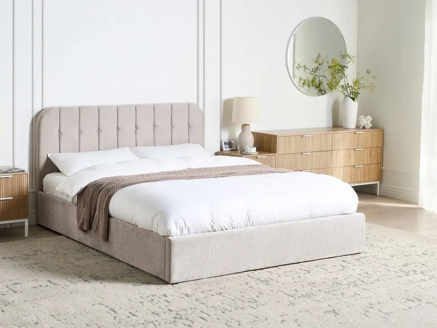 Letto contenitore Ciniglia CHALLANS 160 x 200 cm Tortora