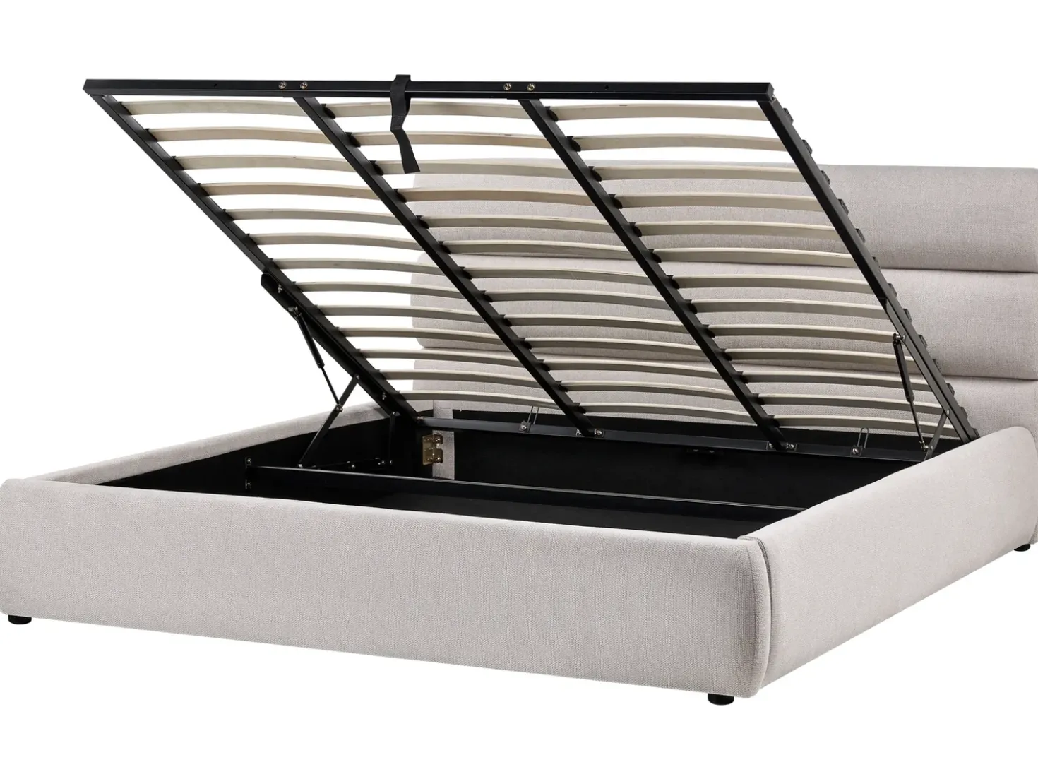 Letto contenitore Lino sintetico BONIFACIO 180 x 200 cm Grigio